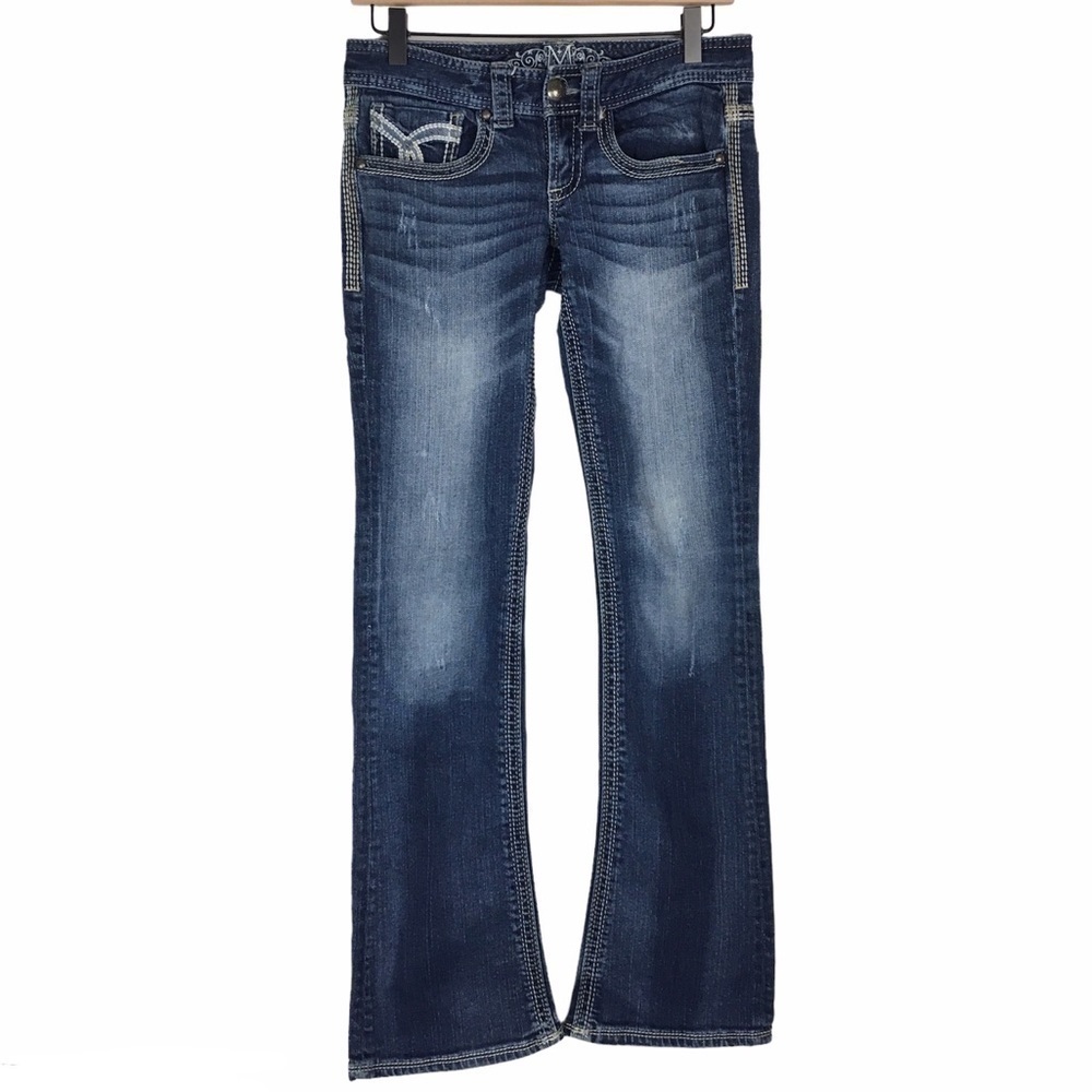 MAURICES Jeans Bootcut Embroidered Flap Pockets Western Juniors Size 1/2 Regular - Picture 9 of 9